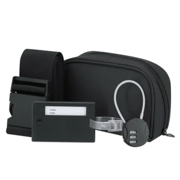  Travel set, luggage tag, luggage strap, padlock, RPET pouch Crna