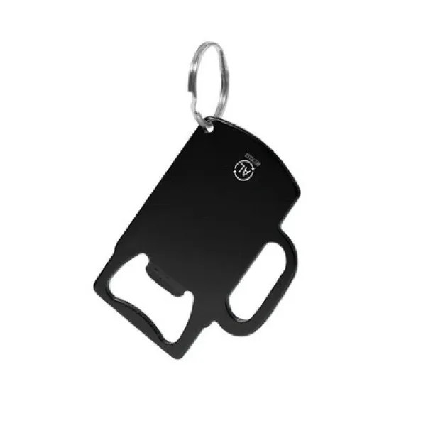  Keyring, recycled aluminium bottle opener Crna