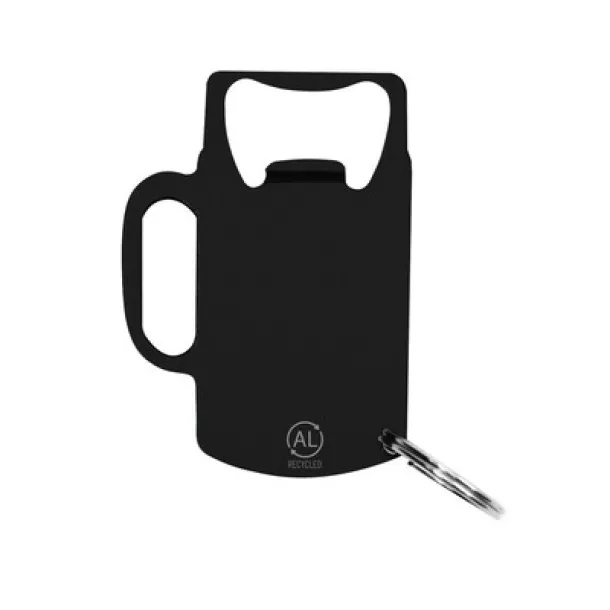  Keyring, recycled aluminium bottle opener Crna