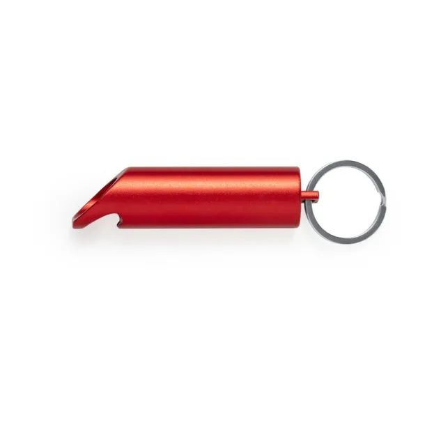  Recycled aluminium keyring, bottle opener, LED light red