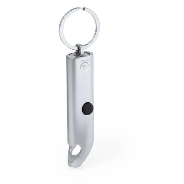  Recycled aluminium keyring, bottle opener, LED light Srebrna