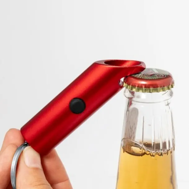  Recycled aluminium keyring, bottle opener, LED light Srebrna