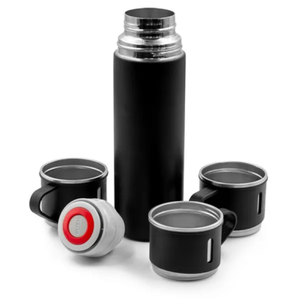 Quavean Thermos 420 ml and 3 mugs 150 ml black