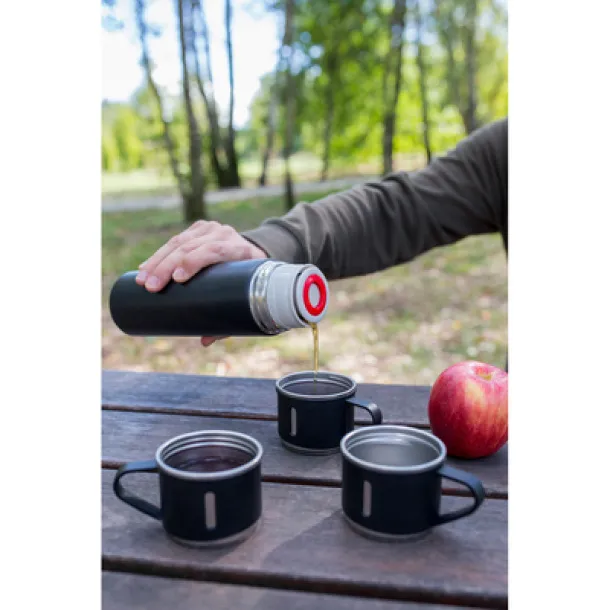 Quavean Thermos 420 ml and 3 mugs 150 ml black