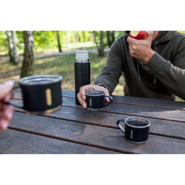 Quavean Thermos 420 ml and 3 mugs 150 ml black