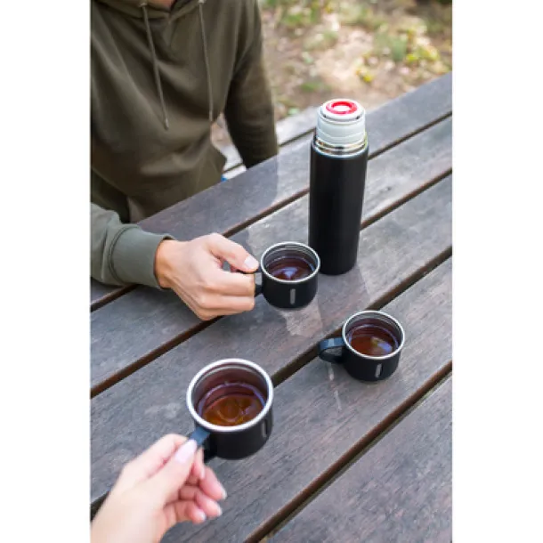 Quavean Thermos 420 ml and 3 mugs 150 ml black