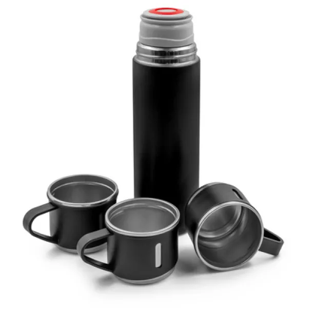 Quavean Thermos 420 ml and 3 mugs 150 ml black