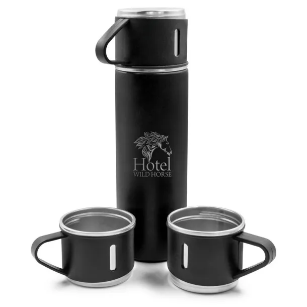 Quavean Thermos 420 ml and 3 mugs 150 ml black