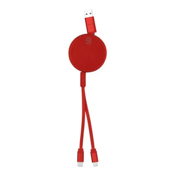  Retractable charging and synchronization cable made from recycled aluminium red