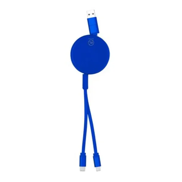  Retractable charging and synchronization cable made from recycled aluminium blue