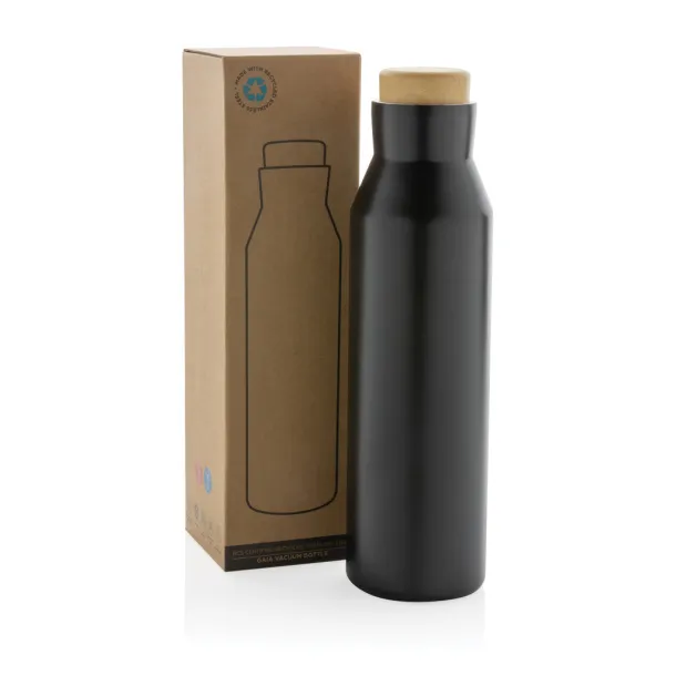  Gaia RCS certified recycled stainless steel vacuum bottle - XD Collection Black 