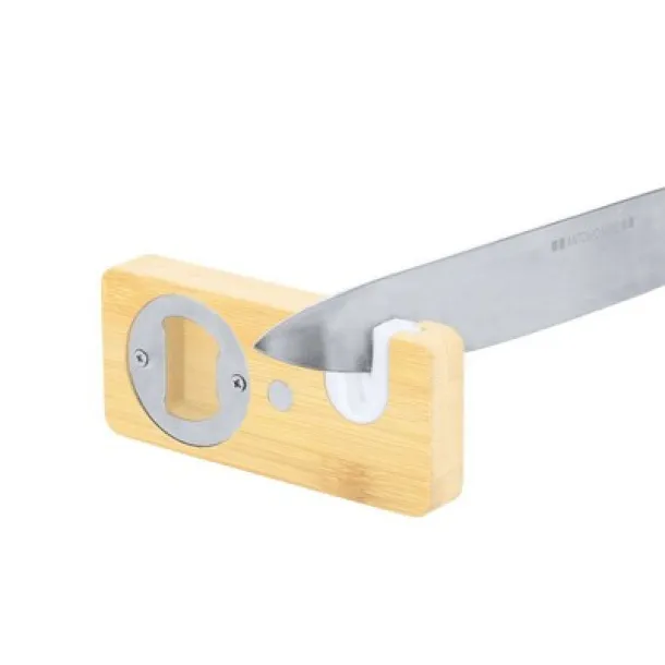  Bamboo bottle opener, knife sharpener beige