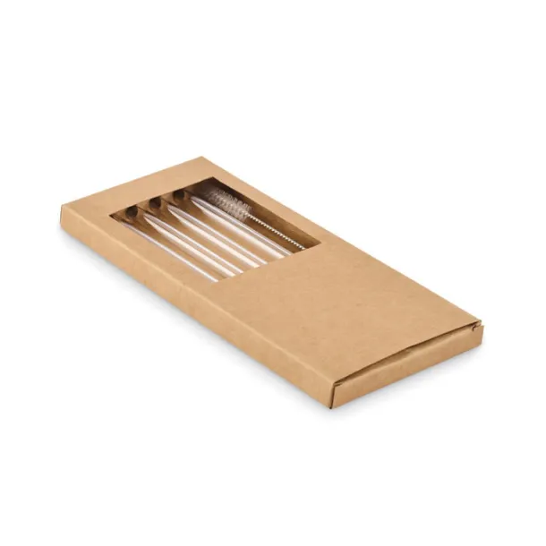 GLAW 4 reusable glass straws Wood