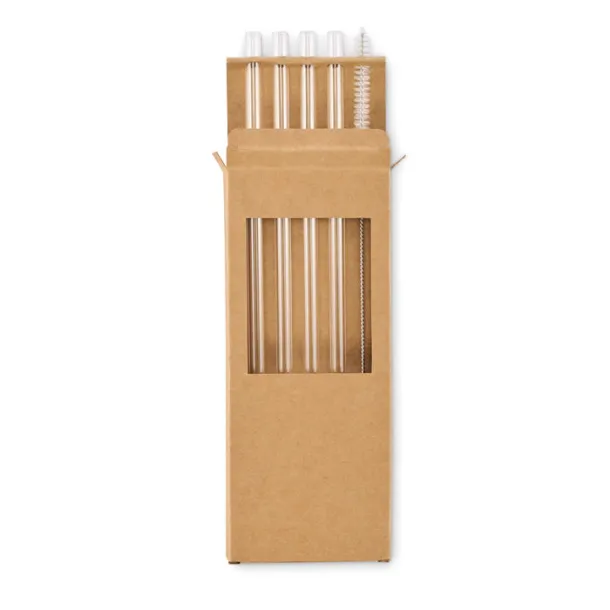 GLAW 4 reusable glass straws Wood