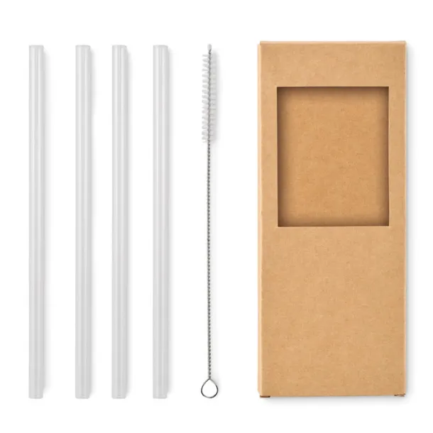 GLAW 4 reusable glass straws Wood