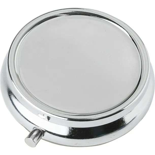  Metal pill box with 3 compartments, mirror Srebrna
