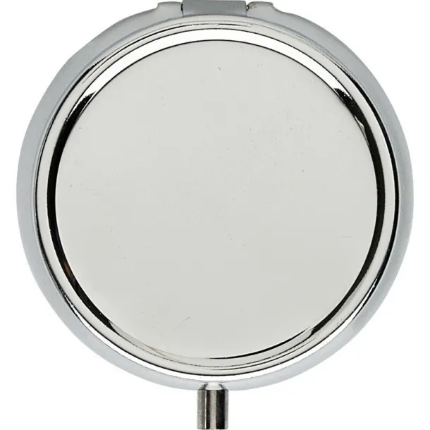  Metal pill box with 3 compartments, mirror silver