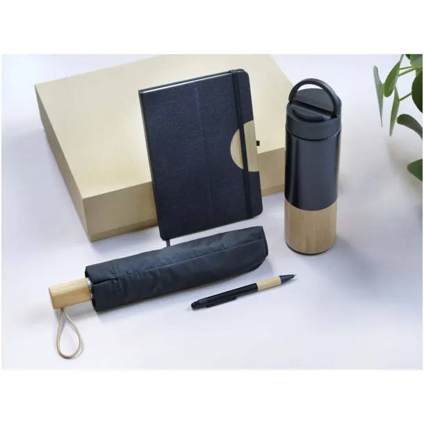 Carmen A5 hard cover notebook and ballpoint pen gift set (black ink) Crna