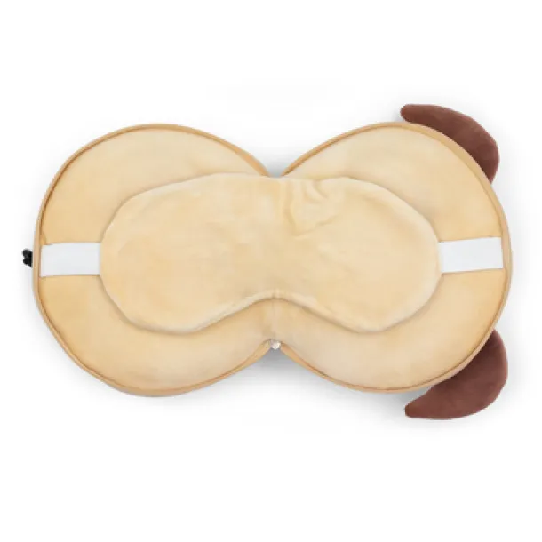 ATTA Plush dog, travel pillow, eye mask beige