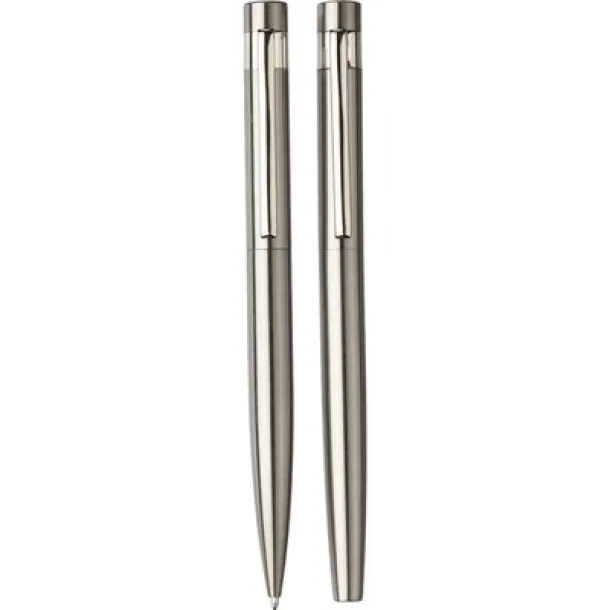  Writing set, pen and rollerball pen silver