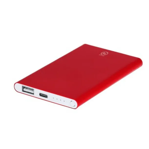  Recycled aluminium power bank 4000 mAh red