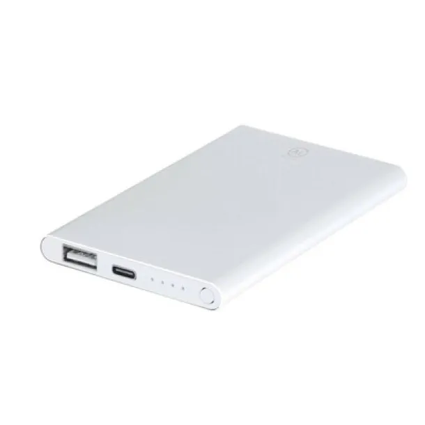  Recycled aluminium power bank 4000 mAh white