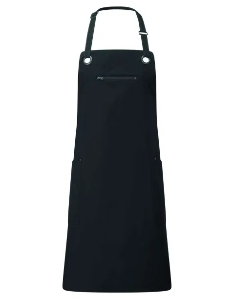 ‘BARLEY’ CONTRAST STITCH SUSTAINABLE BIB APRON - Premier Black Ugljen