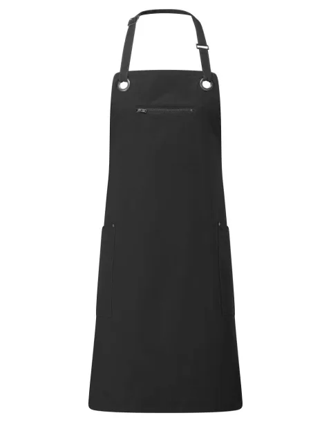‘BARLEY’ CONTRAST STITCH SUSTAINABLE BIB APRON - Premier Black Charcoal