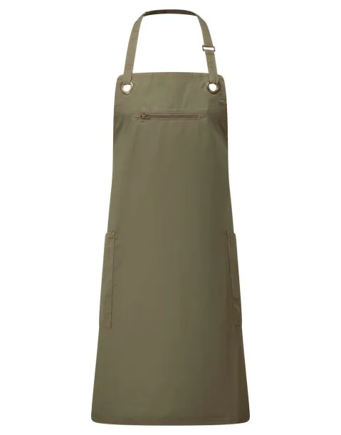 ‘BARLEY’ CONTRAST STITCH SUSTAINABLE BIB APRON - Premier Olive Chestnut