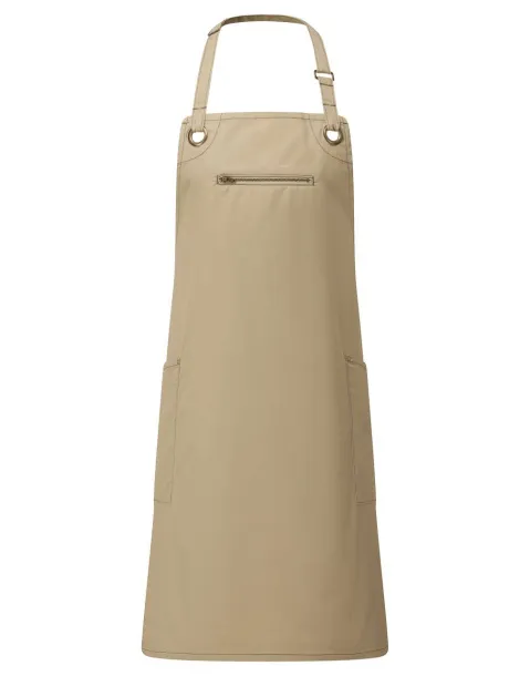 ‘BARLEY’ CONTRAST STITCH SUSTAINABLE BIB APRON - Premier Khaki Brown