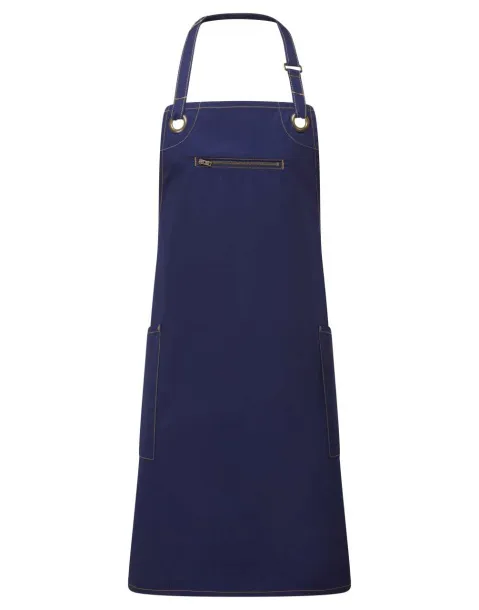 ‘BARLEY’ CONTRAST STITCH SUSTAINABLE BIB APRON - Premier Action Navy Camel