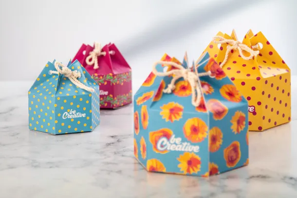 CreaBox HexaCord S personalizirana poklon kutija u obliku šesterokuta Bijela