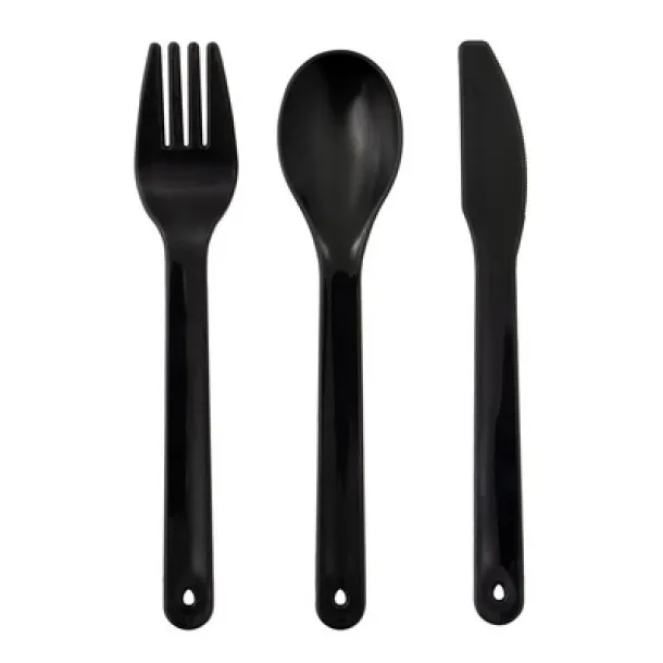 Tijani Lunch box 2 in 1, 2x500 ml, bamboo lid, cutlery Crna