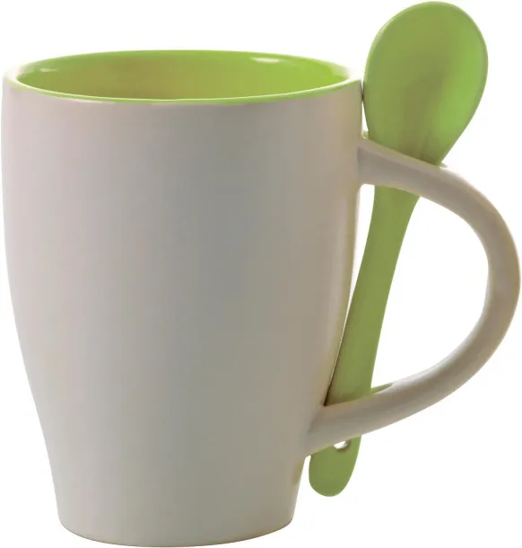  Keramička šalica sa žlicom Eduardo, 300 ml Limeta