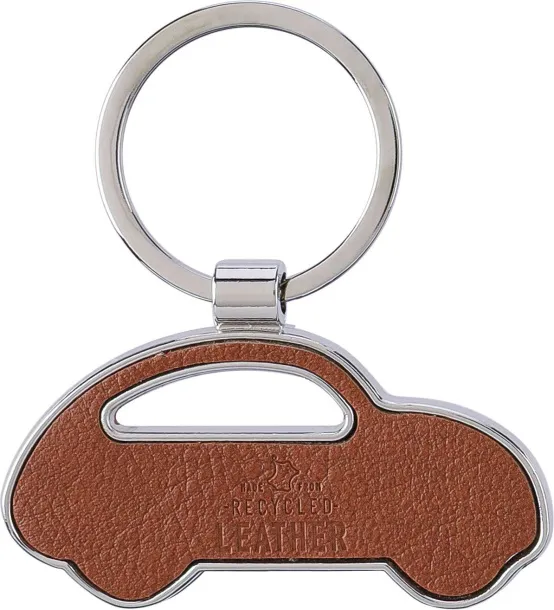 Joan Recycled leather keychain brown