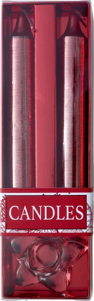 Alexia Two glitter candles with glass holder  red