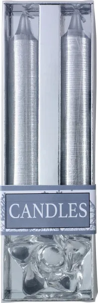 Alexia dvije svjetlucave svijeće sa staklenim držačem Srebrna