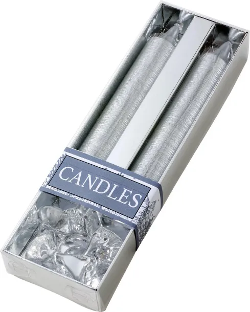 Alexia Two glitter candles with glass holder 