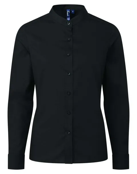 'GRANDAD' WOMEN’S BANDED COLLAR SHIRT - Premier Black