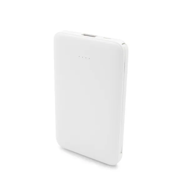 Presley Power bank 5000 mAh with integrated cables, adapter included white