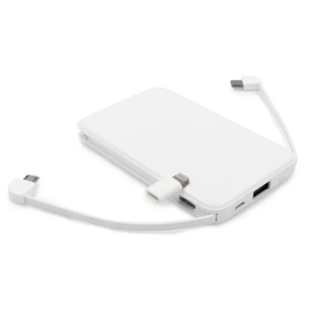 Presley prijenosna baterija s integriranim kabelima, 5.000 mAh white