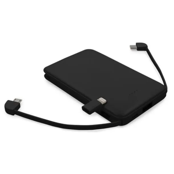 Presley prijenosna baterija s integriranim kabelima, 5.000 mAh black