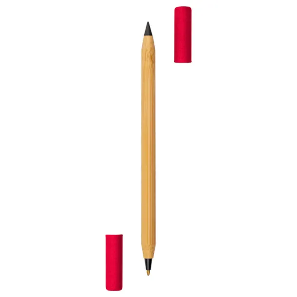 Mikayla Bamboo ball pen 2 in 1, "infinity" pencil red