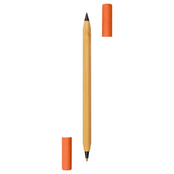 Mikayla Bamboo ball pen 2 in 1, "infinity" pencil orange