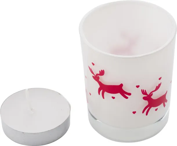 KIRSTEN Glass candle holder with Christmas decorations Bijela