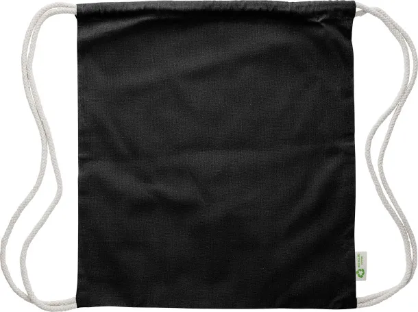 Joy Recycled cotton drawstring bag black