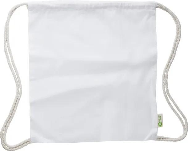 Joy Recycled cotton drawstring bag white