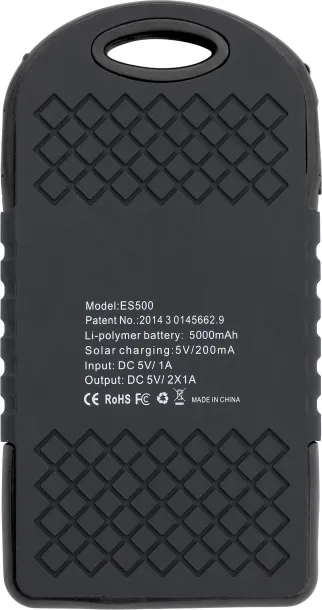 AURORA Rubberized ABS solar power bank Crna