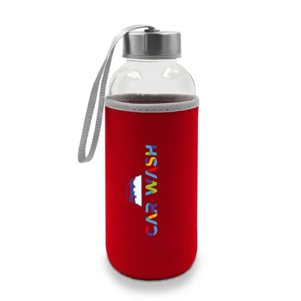  Glass sports bottle 420 ml red