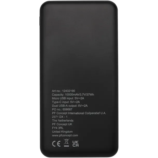 Loop 10.000 mAh recycled plastic power bank Solid black